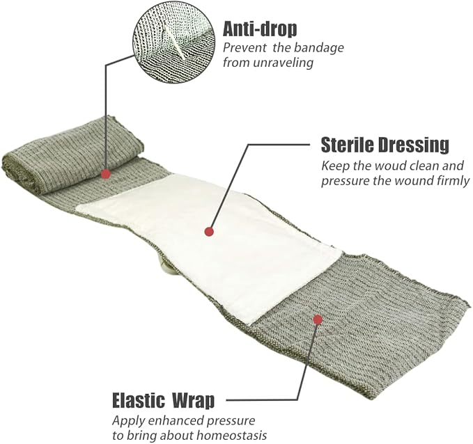 6" Israeli Style Emergency Bandage, Compression Trauma Wound Dressing, Medical Sterile Vacuum Sealed, Combat Tactical First Aid Kit IFAK Supplies, FSA HSA Eligible, 2 Count