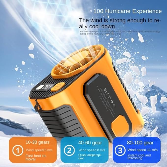 Camping & Outdoor Waist Fan - Portable Belt Clip-on Fan, USB Rechargeable, 100 Speed Settings, Hands-Free Personal Cooling for Hiking, Travel, Sports (green)