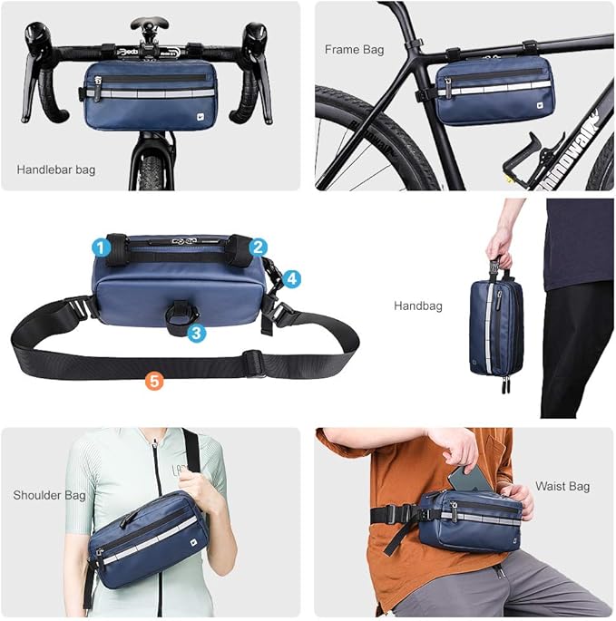 Rhinowalk Bike Bag Waterproof Bike Handlebar Bag,Bike Basket Bicycle Front Bag Shoulder Bag Waist Bag for Sport Bicycle Professional Cycling Accessories