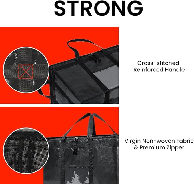 NZ home Durable 3XL PRO Insulated Cooler Bag and Food Warmer for Delivery & Grocery Shopping with Zippered Top, Gray Commercial Grade (1 Pack)