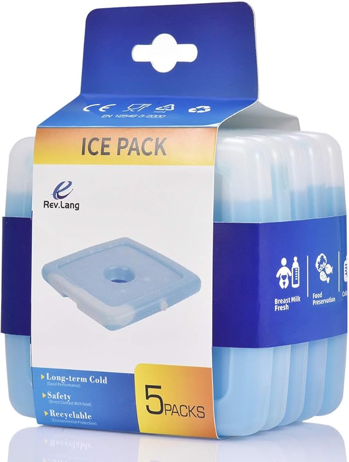 Cold Ice Pack Brick Reusable Long Lasting Cool Slim Thin Freezer Pack Cooler for Lunch Boxes Bag