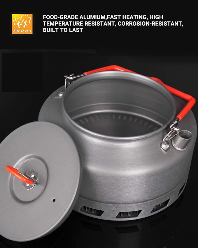 Bulin Camping Kettle 1.6L Aluminum Alloy Open Campfire Coffee Tea Pot Fast Heating Outdoor Gear Great for Boiling Water Ultralight Portable for Hiking Picnic Travel