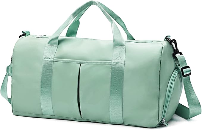 ZGWJ Sports Gym Bag with Wet Pocket & Shoes Compartment, Waterproof Shoulder Weekender for Women and Men Swim Travel Lightweight easy Carry on Green