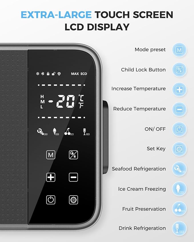 12 Volt Refrigerator, 37QT(35L) 12V Fridge with APP Control, Compressor Electric Cooler, 12V Cooler 12/24V DC 110-240V AC, Portable Freezer -13℉~68℉ for Home, Camping, Travel, Truck (Dark Black)