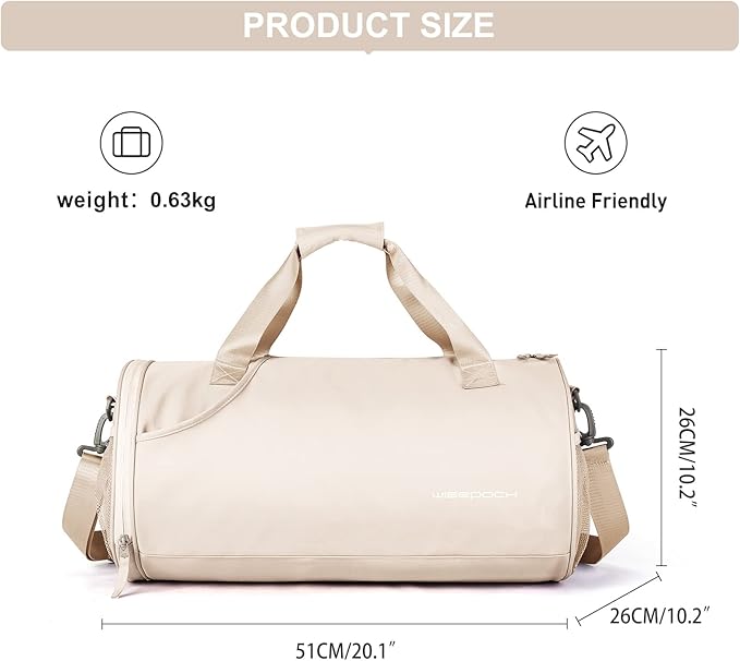Gym Bag for Women Mens with Wet & Shoe Compartment,Small Duffle Bag for Travel Sport Gym Tote Bags Workout Bag Overnight Weekender Bag Carry on Travel Bag White