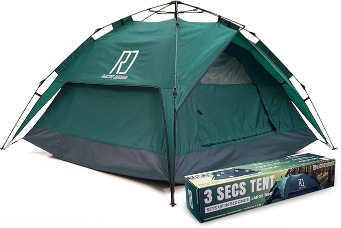 Reactive Outdoor Tent - 3 Second Tent - 3 Sec Instant Pop Up Tent - Easy and Quick Setup Camping Tent - 1 Person Setup Waterproof Double Layer Outdoor Camping Tent