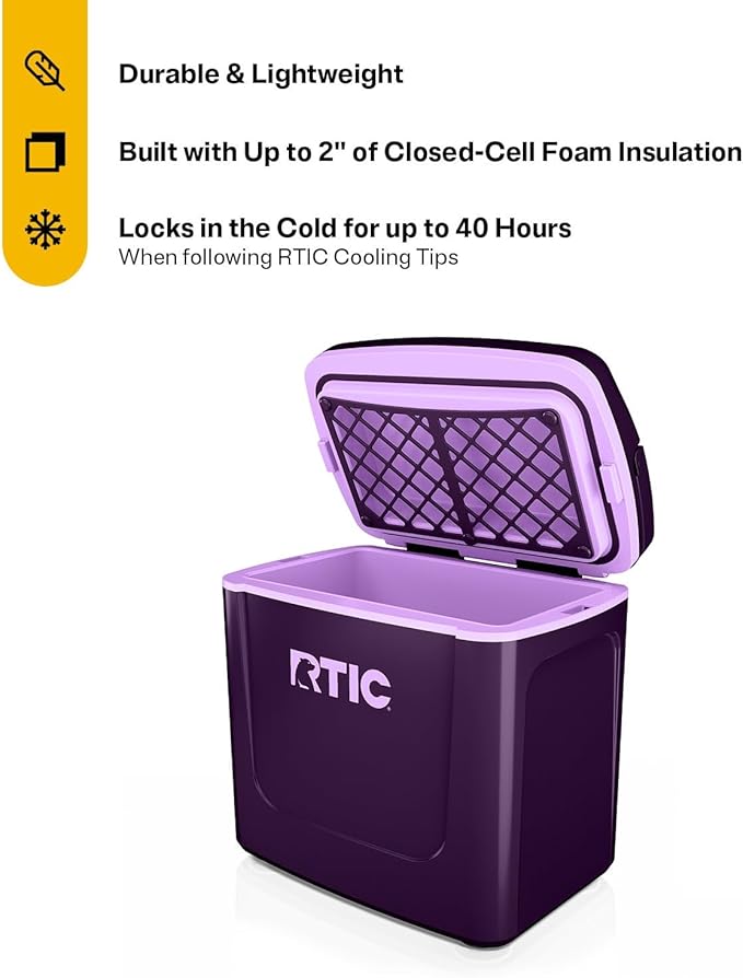 RTIC 8 QT Road Trip Personal Cooler, Small, Compact, Insulated, Portable Ice Chest Box for Food, Drink, Beverage, Beach, Camping, Picnic, Fishing, Boat, 12-Can Capacity