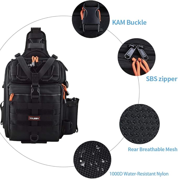 YVLEEN Fishing Tackle Backpack Storage Bag,Water-Resistant Fishing Backpack with Rod Holder,Fishing Gear Bag Gift for Men