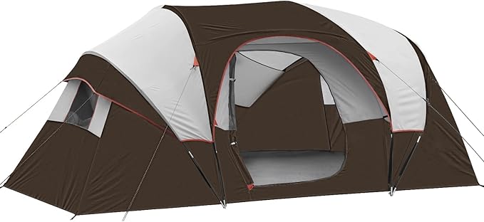 HIKERGARDEN 10 Person Camping Tent - Portable Easy Set Up Family Tent for Camp, Windproof Fabric Dome Tent Outdoor for Hiking, Backpacking, Traveling-14'x11'x74in(H)