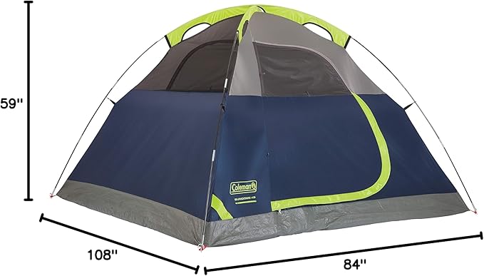 Coleman Sundome Camping Tent with Rainfly, 2/3/4/6 Person Tent Sets Up in 10 Mins, Weatherproof Shelter for Camping, Festivals, Backyard, Sleepovers, & More