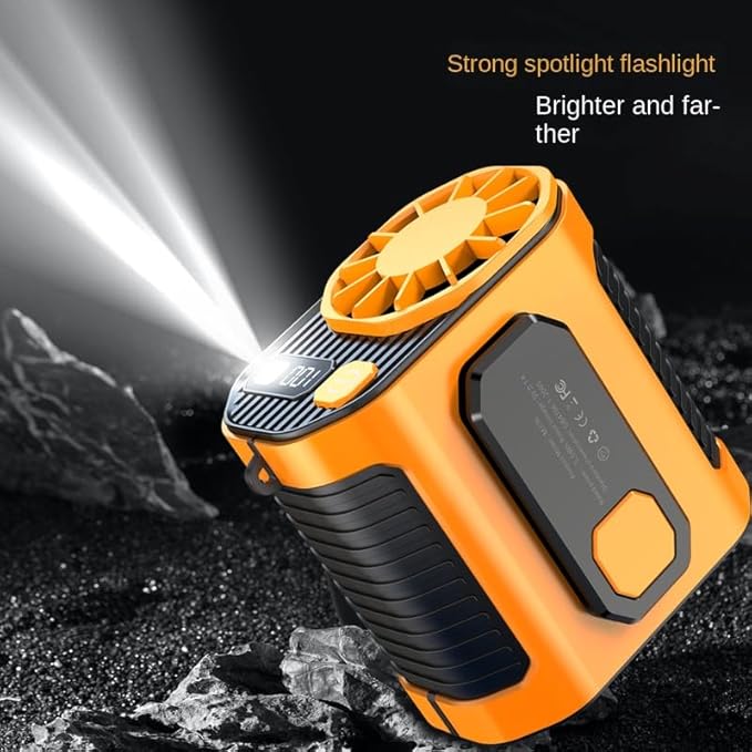 Camping & Outdoor Waist Fan - Portable Belt Clip-on Fan, USB Rechargeable, 100 Speed Settings, Hands-Free Personal Cooling for Hiking, Travel, Sports (orange)