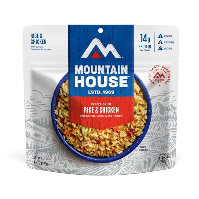 Mountain House Rice & Chicken | Freeze Dried Backpacking & Camping Food | Gluten-Free | 6-Pack