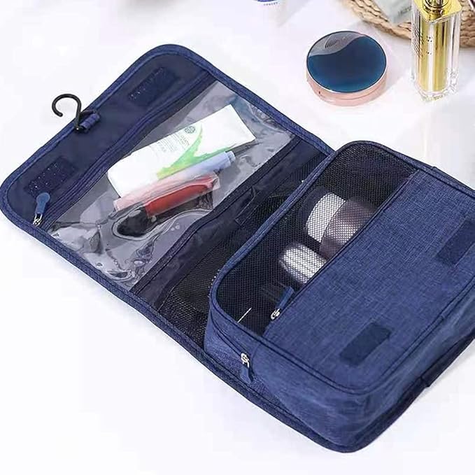 Hanging Travel Toiletry Bag for Men and Women, Hygiene Bag, Waterproof Cosmetic Bag for Accessories/Shaving/Grooming/Cosmetic/Toiletries, Multifunction Cosmetics Organizer Accessories Pouch - (Blue)