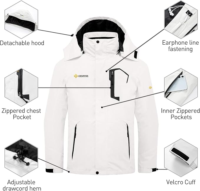 GEMYSE Men's Waterproof 3-in-1 Ski Snow Jacket Puffer Liner Insulated Winter Coat