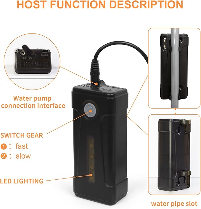 Portable Outdoor Shower with LED Lighting, Battery-Driven Pump for Beaches, Camping, Gardens & Hiking
