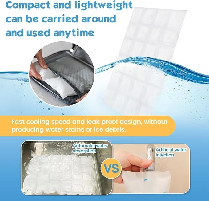 Ice Sheets for Coolers Reusable - Ice Pack Sheets - Ice Mat with Flexible 96 Ice Cube Packs - Ice Blanket Large Flat Freezer Long Lasting Ice Packs for Cooler