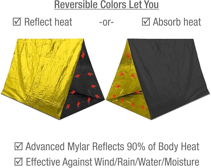 Swiss Safe 2 Pack Mylar Emergency Blankets for Survival - Compact & Insulated for Cold Weather - Designed for NASA, Outdoor, Running, Camping, Survival, First Aid Car Kit - Black & Gold, 2 Pack