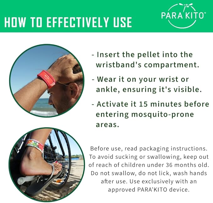 PARA'KITO Mosquito Insect & Bug Protection Wristband - Mosquito Stickers, Bug Spray Alternative - Summer Essentials, Beach Accessories, Hiking, Camping Essentials - w/Essential Oils (Leopard White)