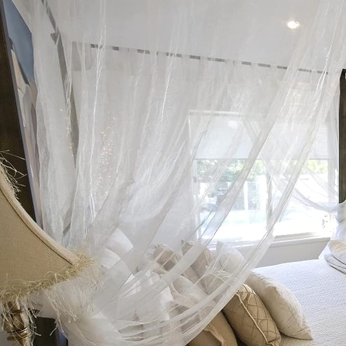 Outdoor Camping Mosquito Net, Large Size White Mesh Insect Netting with Storage Bag for Camping, Picnic, Outdoor Trips (No-Opening 83"x79"x71")