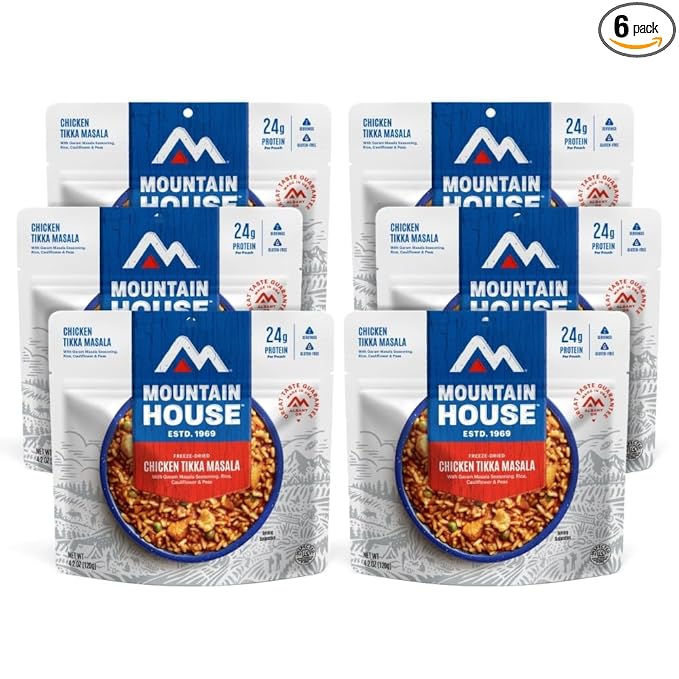 Mountain House Chicken Tikka Masala | Freeze Dried Backpacking & Camping Food | Gluten-Free | 6-Pack