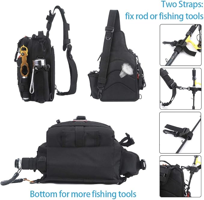 YVLEEN Fishing Tackle Backpack Storage Bag,Water-Resistant Fishing Backpack with Rod Holder,Fishing Gear Bag Gift for Men