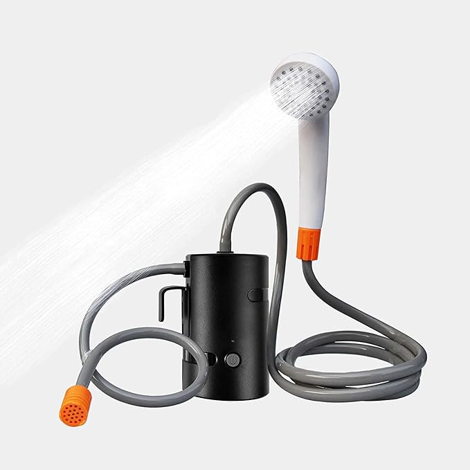Portable Outdoor Shower, 2 Flow Mode, 4400mAh Battery Powered Shower Pump for Hiking/Backpacking, Travel, Beach, Pet, Flowering, IPX7 Waterproof &USB Rechargeable Camping Shower with 3 LED Lights…