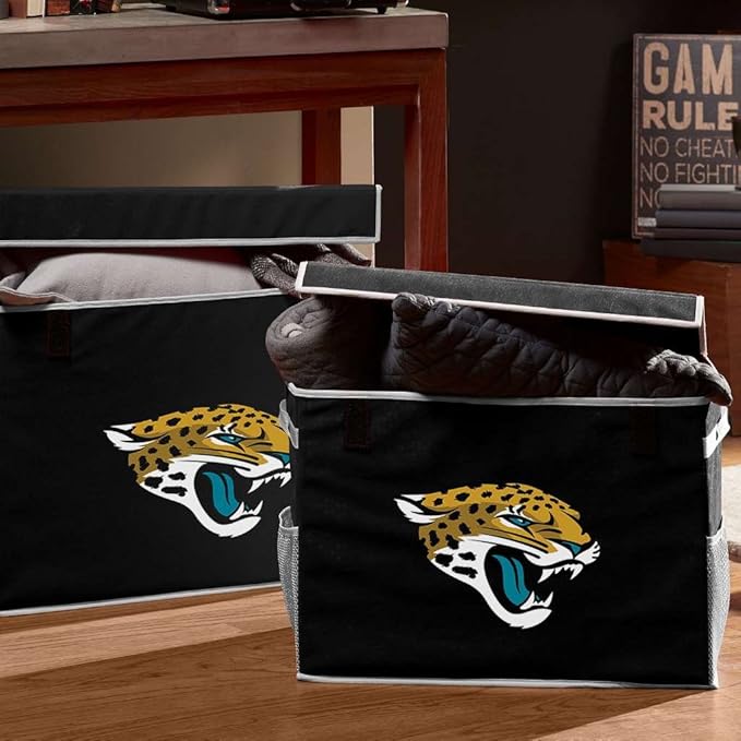 Franklin Sports NFL Storage Footlocker Bins - Large Folding Organizer Containers - NFL Team Office, Bedroom + Living Room Décor - Large + Small Bins