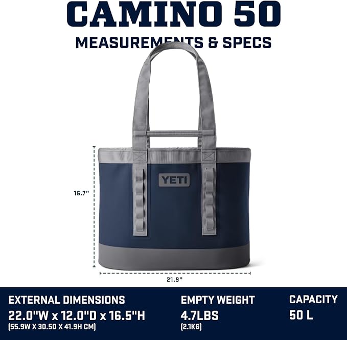 YETI Camino 50 Carryall with Internal Dividers, All-Purpose Utility, Boat and Beach Tote Bag, Durable, Waterproof