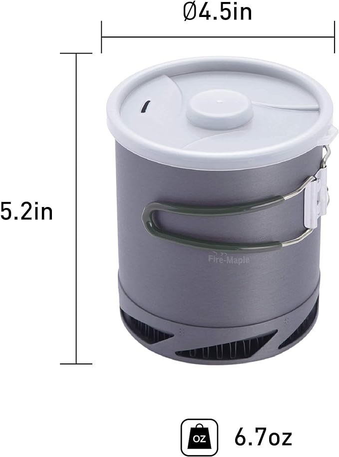 Fire-Maple Hard Anodised Aluminium Camping Pot with Folding Handle for Hiking Picnic with Heat Exchanger Cookware Camping Pans
