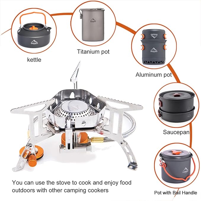 widesea 3500W Camp Stove, Windproof Collapsible Camping Gas Stove, Portable Backpacking Stove with Piezo Ignition for Outdoor Backpacking, Hiking and Picnicking