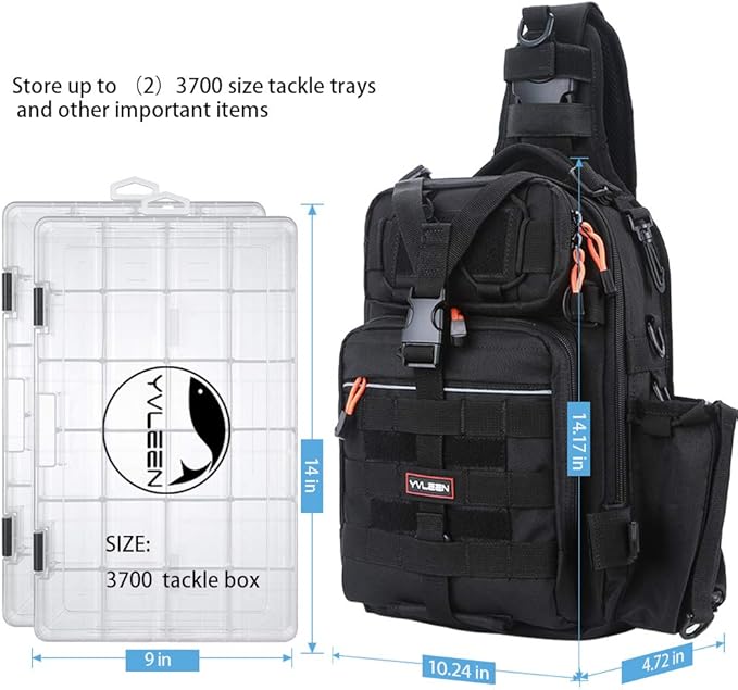 YVLEEN Fishing Tackle Backpack Storage Bag,Water-Resistant Fishing Backpack with Rod Holder,Fishing Gear Bag Gift for Men