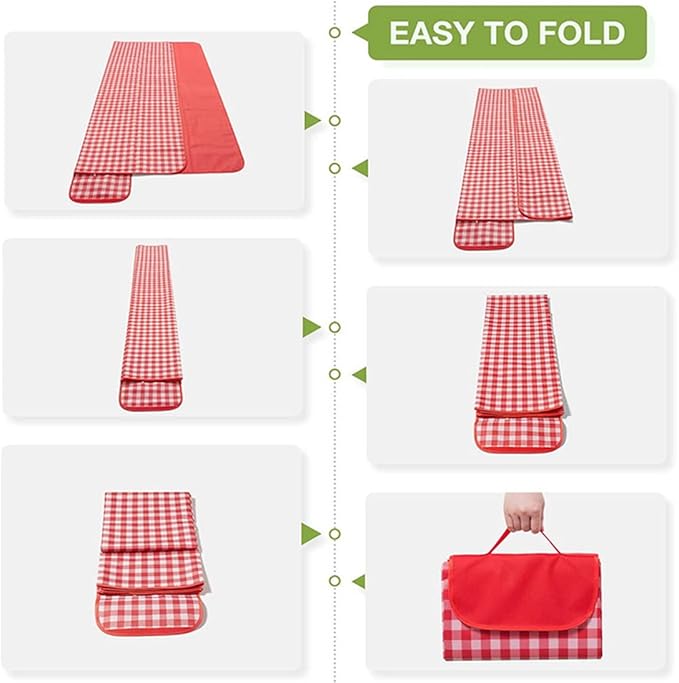 Extra Large Picnic Blanket Beach Blankets, Outdoor Foldable Waterproof Sand Mat for Beach Camping Hiking Travel Family Concerts Grass Park Music Festival Lawn Mats (Red, 80x80inch)