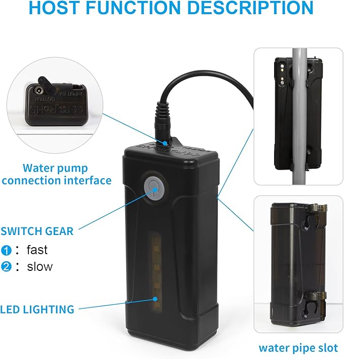 Portable Outdoor Shower with LED Lighting, Battery-Driven Pump for Beaches, Camping, Gardens & Hiking