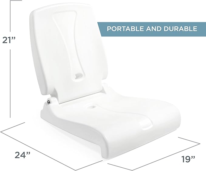Step2 Foldable Adult Flip Seat, Portable Outdoor Chair for Poolside, Tailgating, Camping, Picnic Chair, Provides Back Support When Sitting on Ground, White