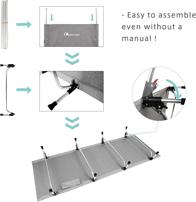 MOON LENCE Folding Camping Cot Outdoor Camping Bed Portable with Carry Bag Camp Cots for Adults for Hiking Backpacking Car Camping Outdoor Indoor Beach Use