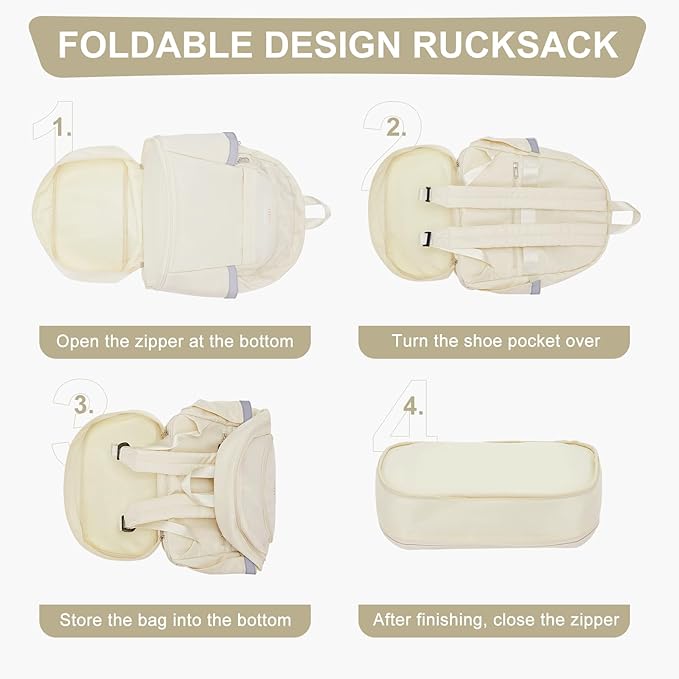 coofay Small Gym Backpack For Women Men Dance Sports Backpack With Shoe Compartment Waterproof Travel Backpack Small Gym Bag Beige
