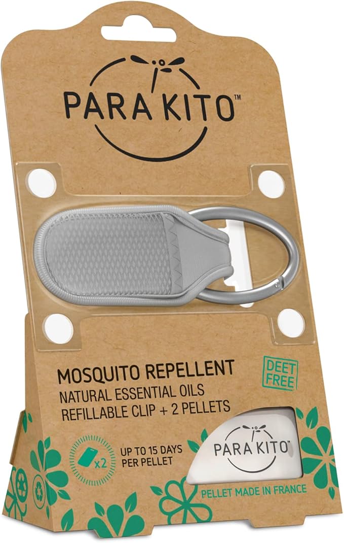 PARA'KITO Mosquito Insect & Bug Repellent Clip w/Natural Essential Oils - Waterproof, Outdoor Pest Repeller (Grey)