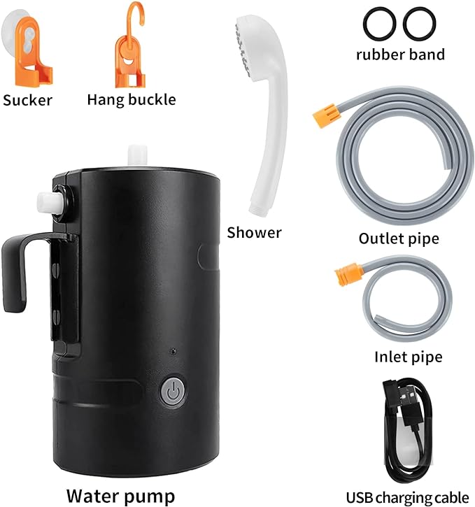 Portable Outdoor Shower, 2 Flow Mode, 4400mAh Battery Powered Shower Pump for Hiking/Backpacking, Travel, Beach, Pet, Flowering, IPX7 Waterproof &USB Rechargeable Camping Shower with 3 LED Lights…