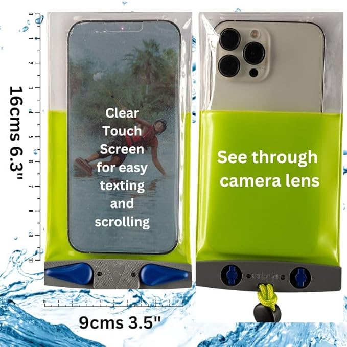 Aquapac Waterproof Phone Case, Medium, Blue, Lanyard, iPhone and Android, Made in The UK, Hiking, Mountain Biking, Running Accessory, Travel Essential, 5 Year Warranty. IPX8 Certified to 30 ft deep.