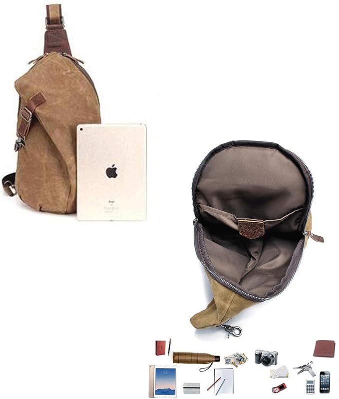 Men's Sling Backpack Waxed Canvas Crossbody Bag Casual Daypacks