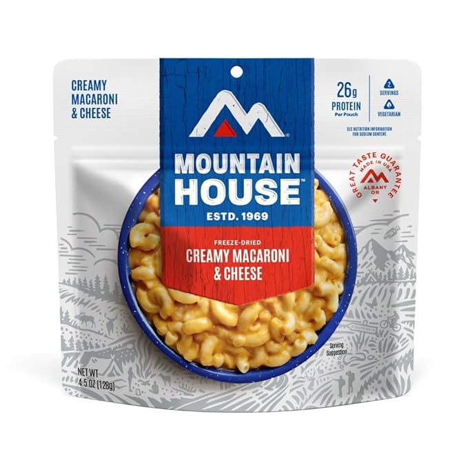 Mountain House Creamy Macaroni & Cheese | Freeze Dried Backpacking & Camping Food | Vegetarian | 2 Servings