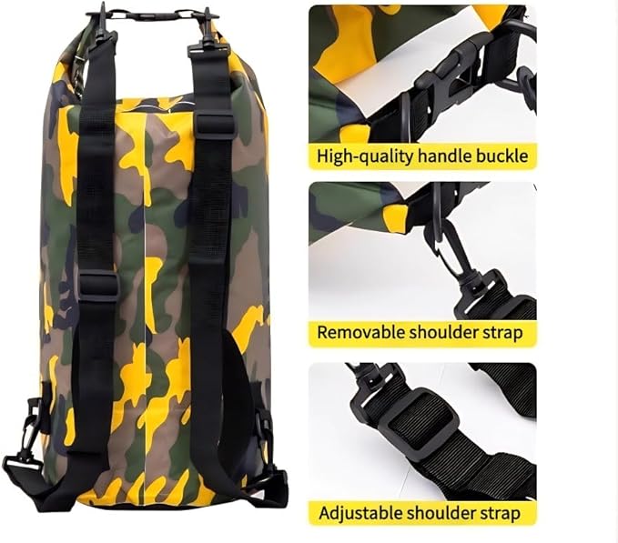 Waterproof Dry Bag Combo 5-30L Roll Top Dry Storage Bag Backpack for Kayaking Boating Beach Camping Travel Fishing, w/Phone Case & Collapsible Water Bottle & Sunglasses & Ear Band,Blue 10L