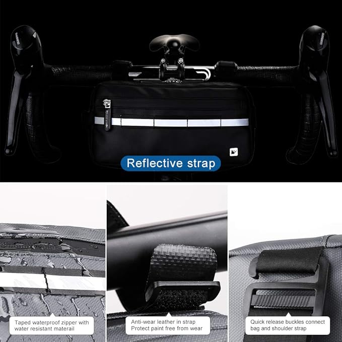 Rhinowalk Bike Bag Waterproof Bike Handlebar Bag,Bike Basket Bicycle Front Bag Shoulder Bag Waist Bag for Sport Bicycle Professional Cycling Accessories