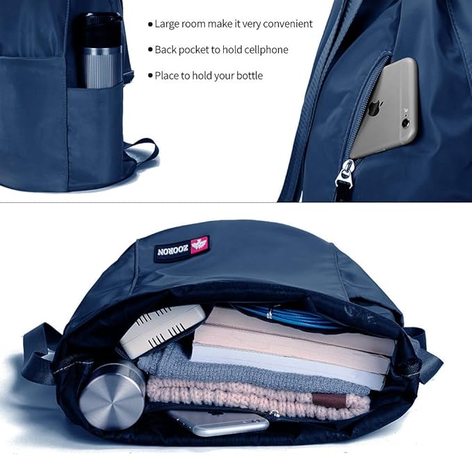 ZOORON Waterproof Drawstring Gym Backpack Bag for Men & Women, Sport Gym Sack Mini Travel Daypack