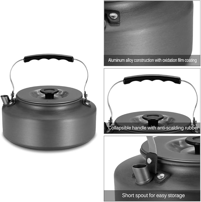 Docooler Tea Kettle, Stainless Steel Teapot, Portable Coffee Pot, Whistling Water Kettle, Camping Picnic Stove Top 0.8L/1.1L/1.2L/1.6L