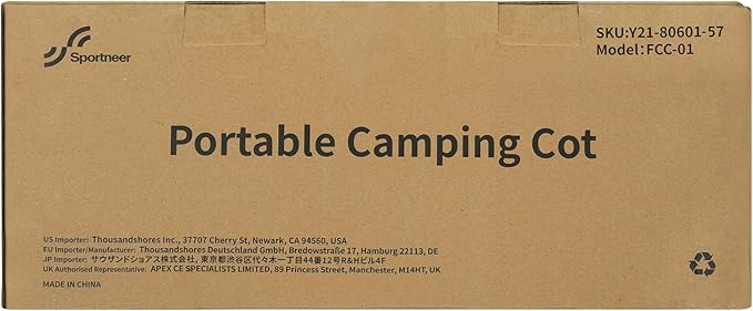 Sportneer Camping Cot, Folding Cots Lever Lock Portable Lightweight Sleeping Camping Bed for Adults Outdoor Travel Backpacking Camp Hiking Supports 330lbs
