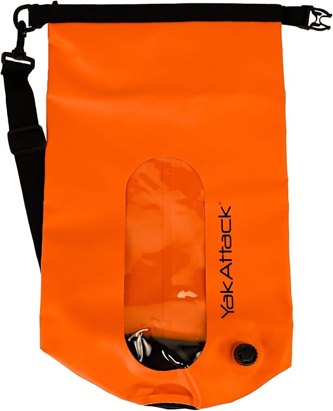 YakAttack 10L Roll-Top Waterproof Dry Bag with Air Valve | Durable & Water Resistant | Compact Storage | Remove Trapped Air | Additional Buoyancy | Dry Bag for Kayaking, Hiking, Boating & Camping