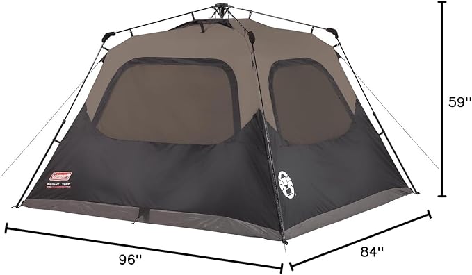 Coleman Instant Tent with 1-Minute Setup, 4/6/8/10 Person Tent with Pre-Attached Poles, Air Vent, & Carry Bag
