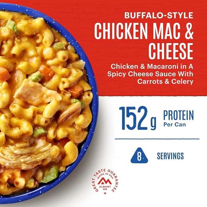 Mountain House Buffalo-Style Chicken Mac & Cheese #10 Can | Freeze Dried Survival & Emergency Food | 8 Servings