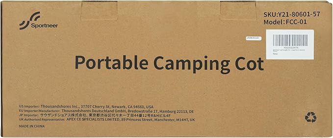 Sportneer Camping Cot, Folding Cots Lever Lock Portable Lightweight Sleeping Camping Bed for Adults Outdoor Travel Backpacking Camp Hiking Supports 330lbs
